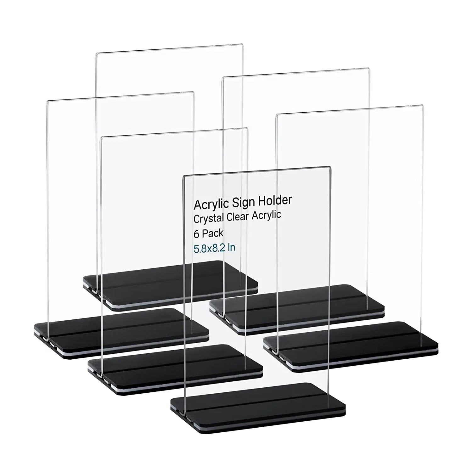 Clear A4 Acrylic Sign Holder 4x6 Display Stand Acrylic Wedding Decorations Classic Black Base Acrylic Stand for Store