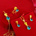 Gold Platedthe Same Ese  Gold Platedinlaid Gemstone Necklace in the Gold Platedshop Women's Gemstone Ring Women's Earring Set