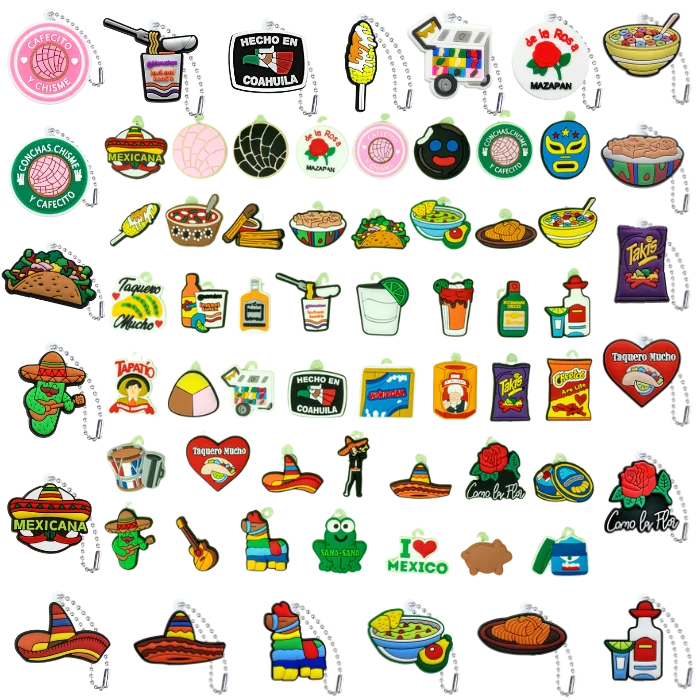 Wholesale Mexican Culture Rubber Keychain Bead Chain Lightweight Eco-Friendly Durable Cost-Effective Custom Promotional Gifts
