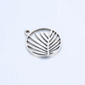 15x17mm Gold Plated DIY CUSTOM Round Jewelry Making Accessories Stainless Steel Palm Leaves Charms Pendant for Necklace