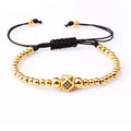 Renting Jewelry Making 4mm Stainless Steel Beads Black CZ Pave Charm Adjustable Macrame Bracelet Men Women JBS9582