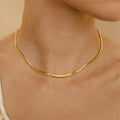 18K Gold Plated Simple Thin Snake Chain Women Jewelry Men Gift Business Party Wedding Necklace