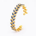 QIKU Leaf Shape Inlay Crystal Opening Adjustable Bracelets Copper Gold Plated Jewelry Accessories Party Wedding Gift Wholesale