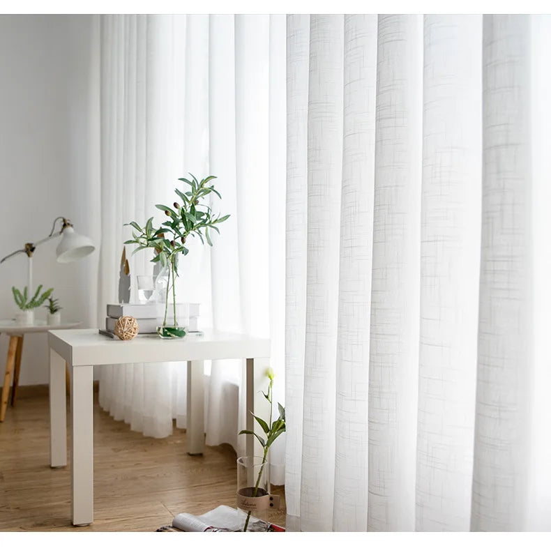 XinLan Latest Curtains and Sheers Ready Made Living Room Curtains White Sheer Fabric