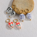 2025 Cute Flower Ceramic Earrings 18K Gold Plated Stainless Steel Charm Hoop Pendientes Waterproof Jewelry for Women Girls