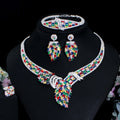 2023 Newest Luxury White Gold Plated Wedding Jewelry Sets Multi Color Zircon Earrings Bracelet Necklace Ring Wedding Sets