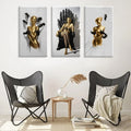 Still Life Art in Gold Watercolor Digital Printing Polyester Canvas Home Wall Decor