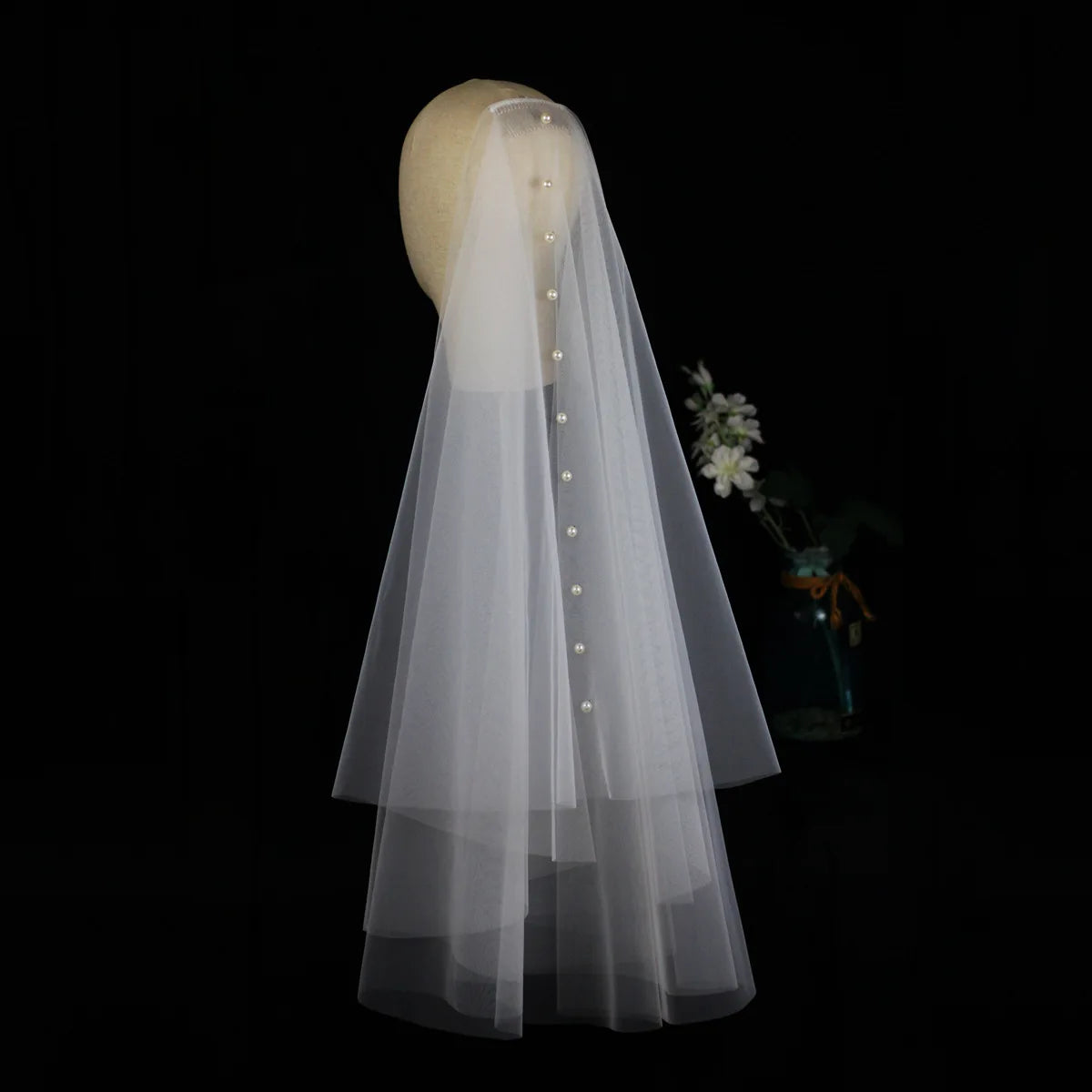 ShangHai Temperament New Beaded Veil Simple White Double Layered Bride Soft Dress Wedding Photo Headwear Wholesale