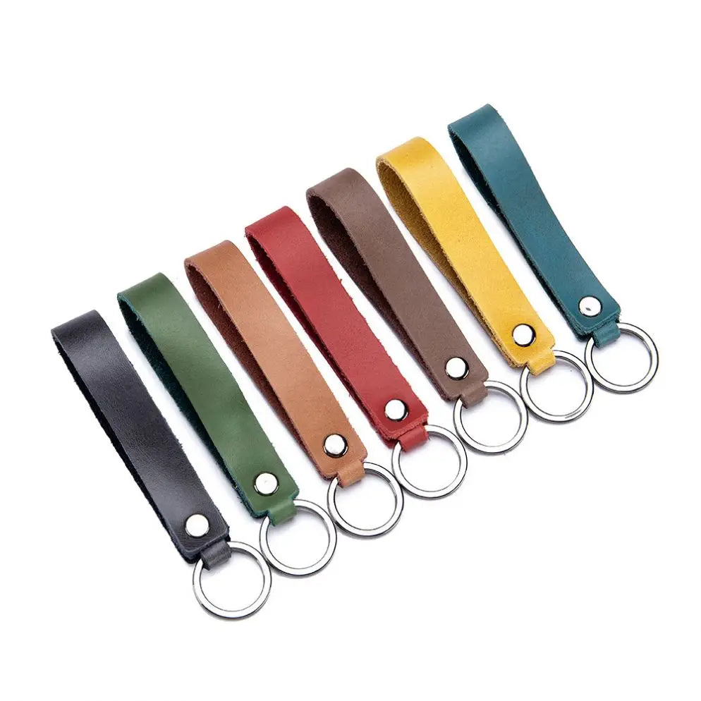 New Leather Keychain Holder Ring Strap Keys Fob for Men Women Custom LOGO Promotion Gift Leather Key Chains Key Rings Charms