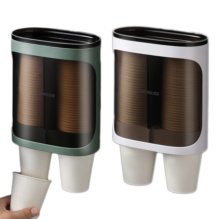 Water Cooler Pull Type Automatic Remover Cup Holder Wall Mount Disposable Cup Dispenser Fits 7oz - 12oz Cups for Home Office