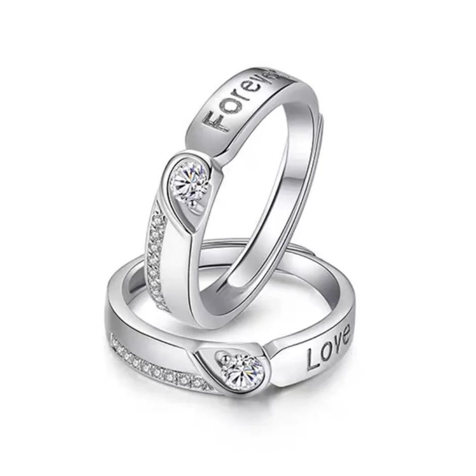 Wholesale Custom Fashion Jewelry Custom Zircon Engagement Ring Diamond Adjustable Wedding Couple Ring