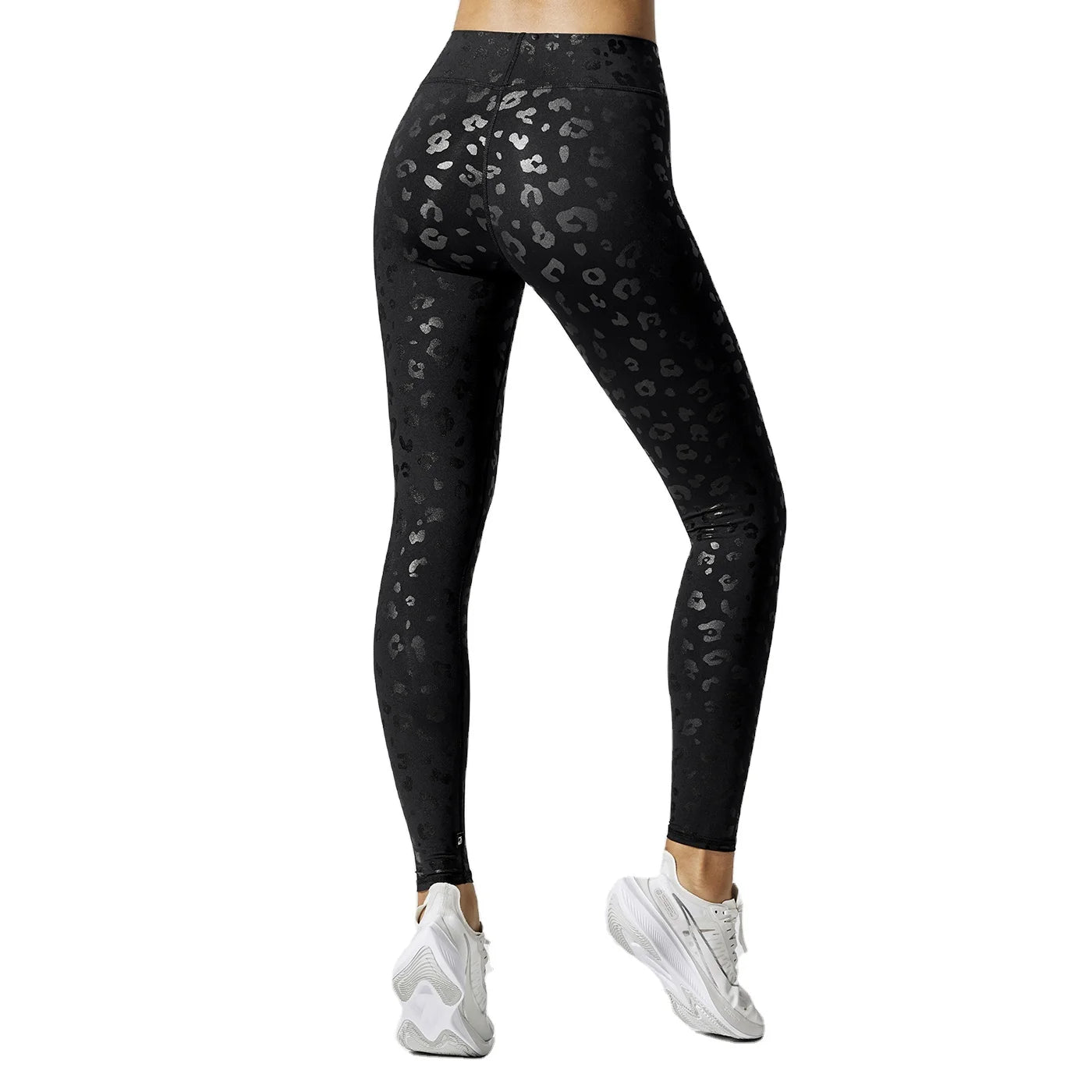 Foil Printed Leopard Printing Tall Band Full-length Slim Fit  Legging Extra Compression and Support Yoga Legging for Women