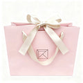 Customized Luxury Ribbon Handle Boutique Shopping Packaging Pink Color Paper Bags With Your Own Logo Gift Bags