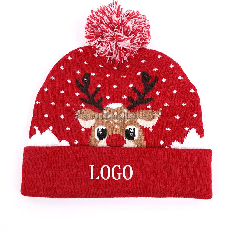 Hat Manufacturer Cusotn Christmas Led Beanie Hatgorros De Navidad Con Lucegorros Led Navideos