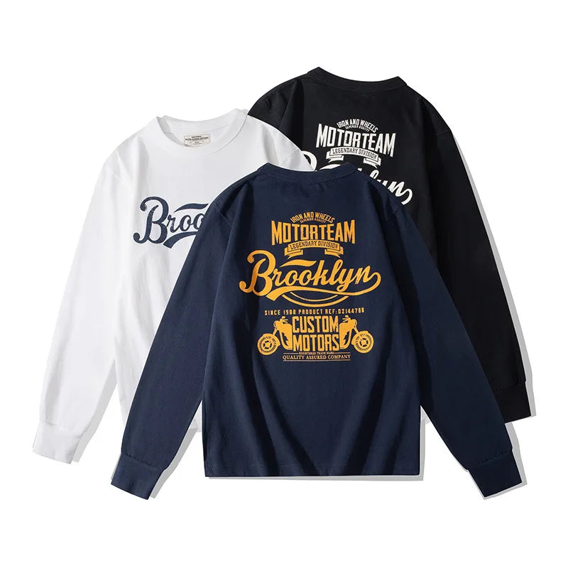 Wholesale Custom High Quality Premium Men's 100% Cotton Heavy Top Letter Print T-Shirt  Long Sleeve T-shirt Hot Supplier