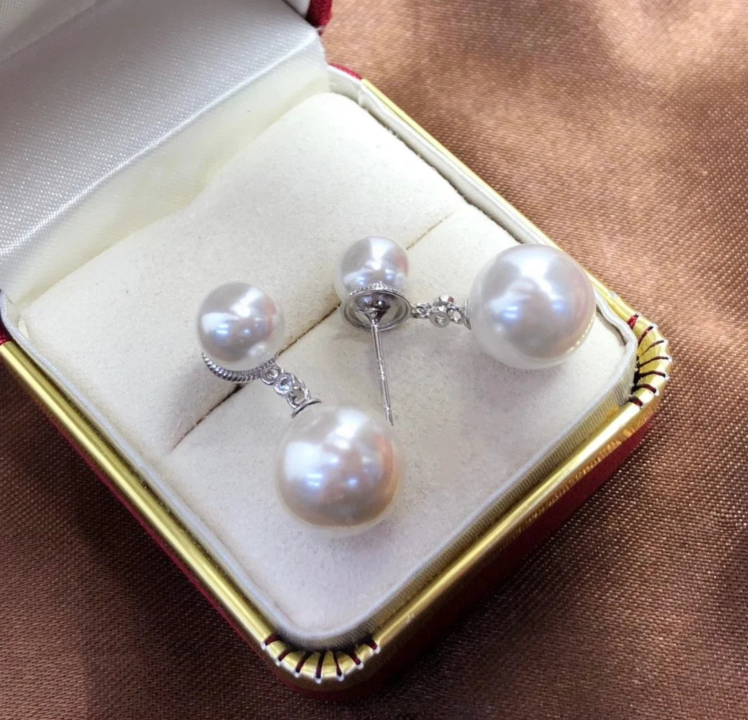 E1811 8-11mm DIY Natural Freshwater Pearl Charm Earrings Mounting Accessory 925 Sterling Silver Gold Plated  Jewelry for Women