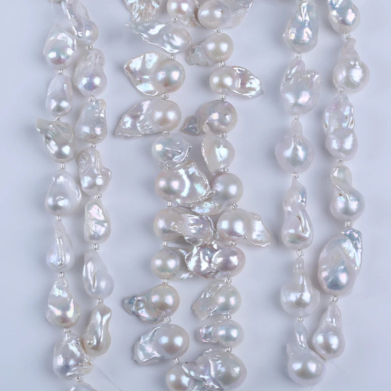 18cm 13-18mm Fireball Pearl Strand Gray Natural White Real Fresh Water Huge Barouqe Pearl Strand for Jewelry Making