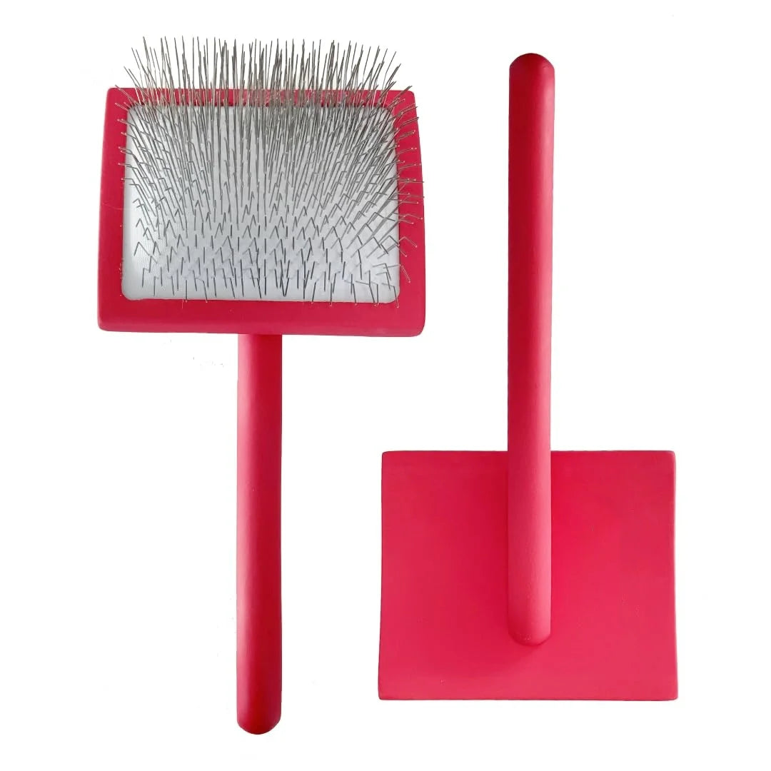 Wholesale Custom Pet Grooming Supplies Soft Bristle Stainless Steel Dog Brush Long Needle Wood Slicker Brush De-Shedding Pet