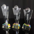 Laser Golfer Glass Crystal Golf Ball Sports Trophy with rainbow Base MH-NJ0736