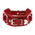 Sexy Women Punk Goth Leather O Ring Collar Belt Buckle Heart Choker Necklace