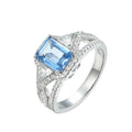 High Quality 925 Silver Emerald Blue Spinel Diamond Halo Wedding Engagement Rings for Women Rhodium Plated Promise Ring Gift