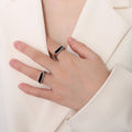 Wholesale Simple Design 18K Gold PVD Plating Titanium 316L Stainless Steel Enamel Ring for Women Jewelry