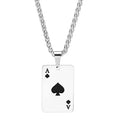 Stainless Steel Necklace Playing Card Heart Spade a Heart Pendant Trendy Men's and Women's Necklace Couple Accessories