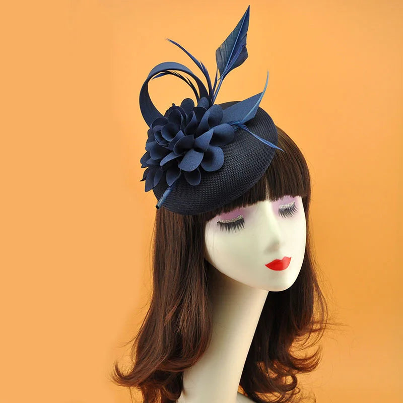 Hot Sale Wedding /Party Girls Black Veil Mini Linen Delt Fascinators Hat Vintage Women Single Party Costume Hairband Accessories