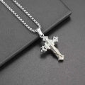 Wholesale Couples Religious Personalized Charm Necklace Chains Gothic Hip Hop Diamond Cross Pendant Stainless Steel Jewelry Men