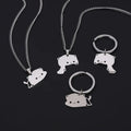 Lovely Lovers Gift Waterproof Stainless Steel Matching Hug Cat Pendant Couple Necklace Jewelry