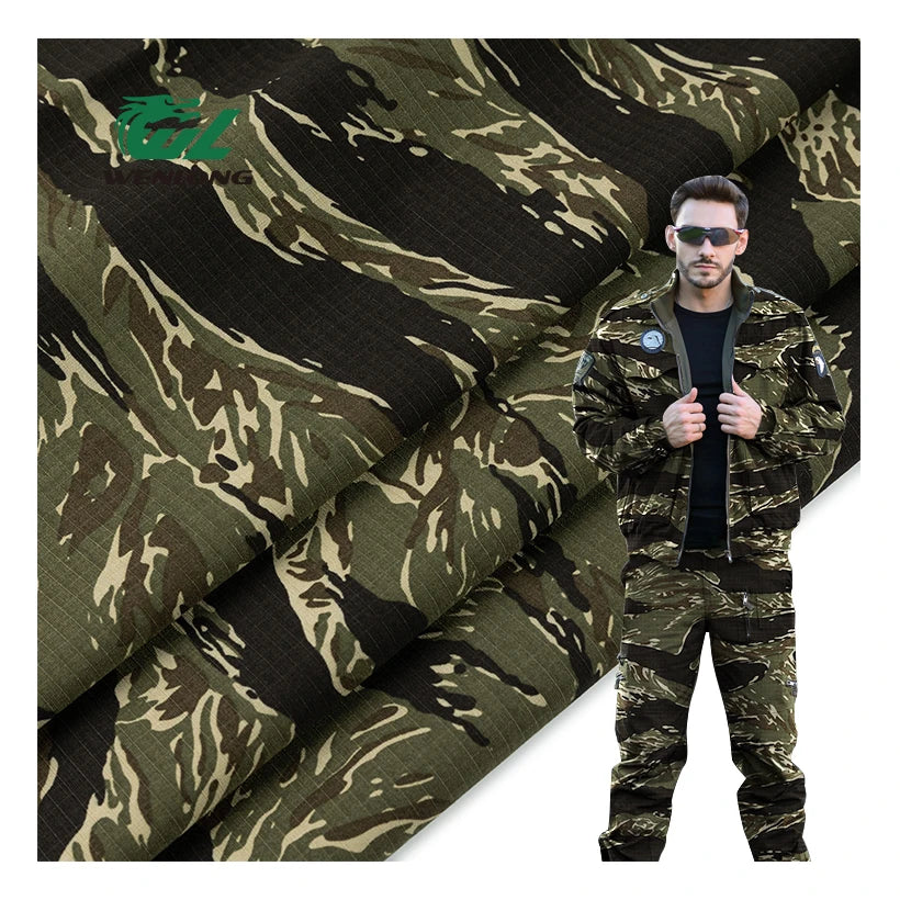 RTS 65Poly 35Cotton Camouflage Ripstop Waterproof Fabric Anti Tearing Tactical Gears Tiger Stripe