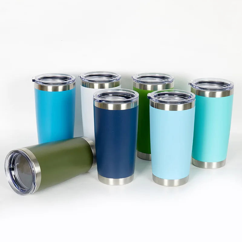 Double Wall Vacuum Insulated Travel Mug 20oz Stainless Steel Tumbler Bulk with Lid Powder Coated Coffee Cup