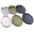 30x40mm Inner Size Vintage Brooch Blank Bezel Trays Antique Silver Plated Bronze Black DIY Brooch Pin Base Setting