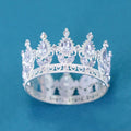 1pc Baroque Style Circle Queen Crown for Women Rhinestone Bridal Tiara Wedding Party Accessory Cake Decoration Tiaras