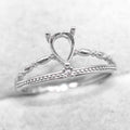 Semi Mount 5*7mm Sterling Silver Ring Pear Shape Empty Blank Support Claws Setting S925 Base Without Center Stone for DIY Inlay