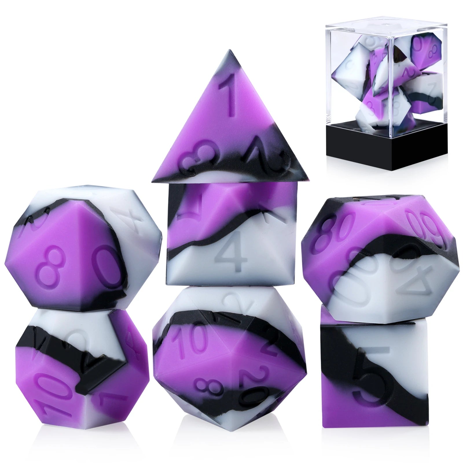 Free Sample 16mm Silicone Soft Matte Polyhedral Dice Set Custom DND Dice for Game