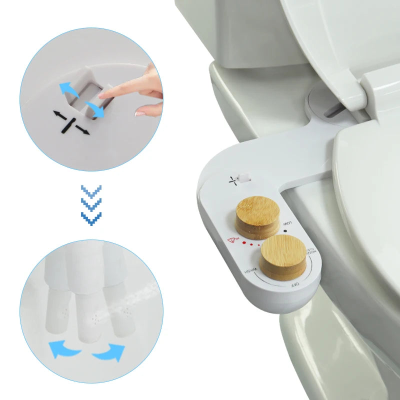 White Single Nozzle Adjustable Jetting Plastic Manual Bidet ABS Bathroom Spray Nozzle Self-Cleaning Toilet Bidet Attachment