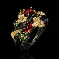 RisingMoon Popular Fashion Colorful Flower Two-color Gem Ring Jewelry for Women