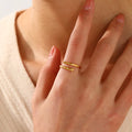 Nabest Titanium Steel Gold Plated Resizable Nail Rings Tarnish Free Personalized Opener Layers Ring Jewelry