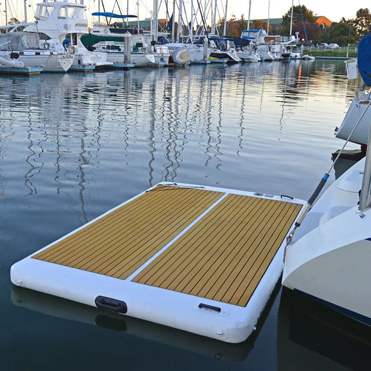 2.5x1.5x0.2m Teak Foam Inflatable Pontoon Water Swim Platform Boat Yacht Dock Lake Island