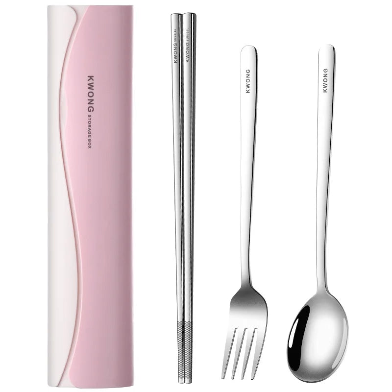 18/10 Stainless Steel Portable Travel Cutlery Set Chopsticks Fork Spoon Outdoor Picnic Cutlery Set