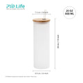 PYD Life Custom 20 oz 600 ml Frosted Skinny Straight Sublimation Glass Tumbler with Straw and Bamboo Lid