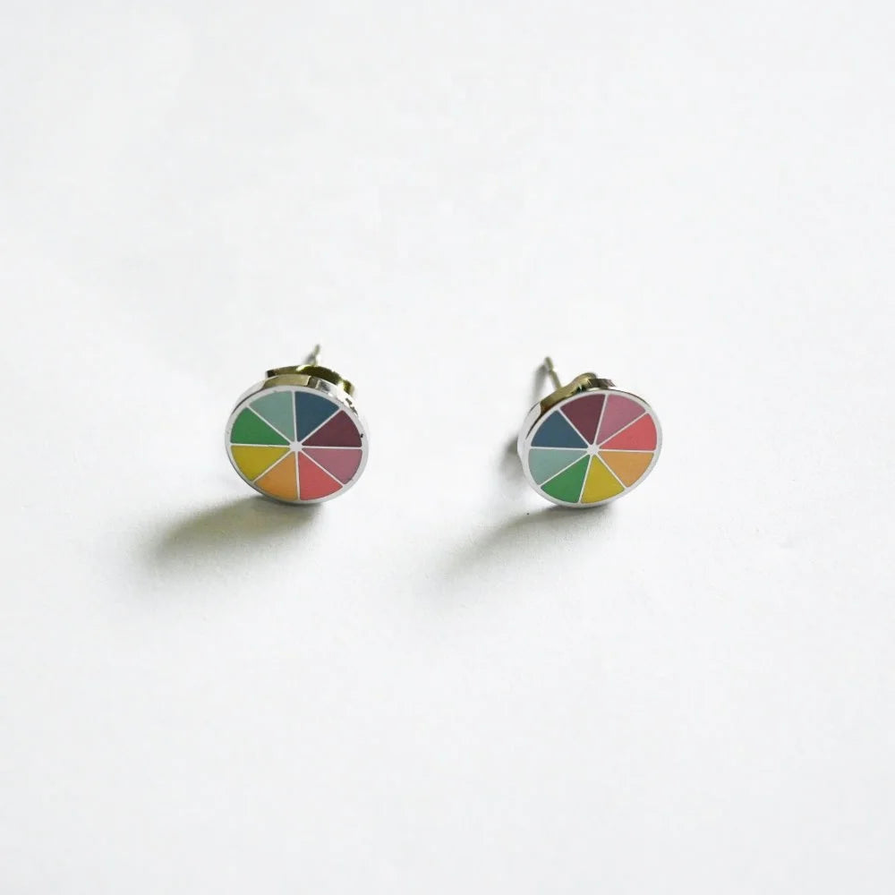 Factory Custom 18K Drop Enamel Luxury Women's Stud Earrings Stainless Steel Geometric Figure Charm Colorful Jewelry