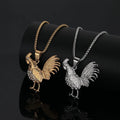 Fatingna Hip Hop Gallic Rooster Stainless Steel Fashion Jewelry Pendants 18K Gold Plated Claw Set with Cubic Zircon Stone
