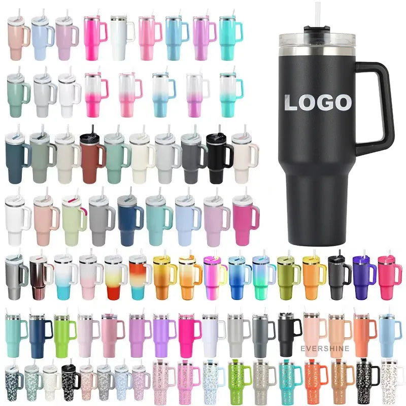 Custom logo H1.0 40 oz Stainless Steel Double Wall Vacuum Metal Cup Travel Coffee Mug 40oz Tumbler with Handle