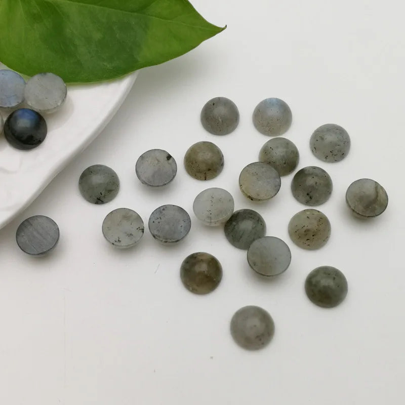Huiying Natural Quartz 8mm Labradorite Cabochon Loose Gemstone Carved Crystal Crafts