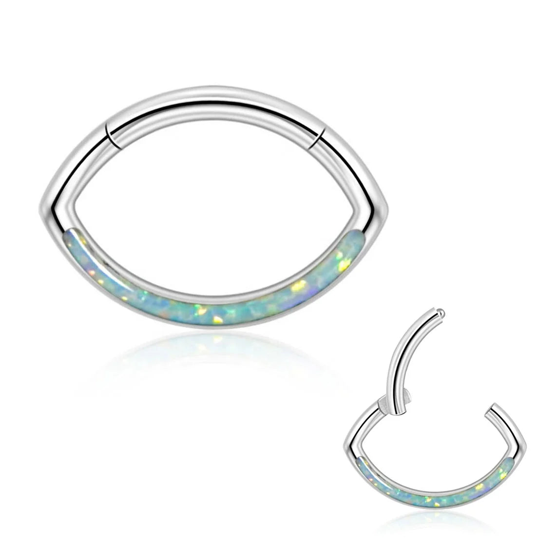 Nose Ring Opal Titanium G23 Titanium Body Septum Piercing Jewelry Nose Ring Ear Clicker Eye Shape