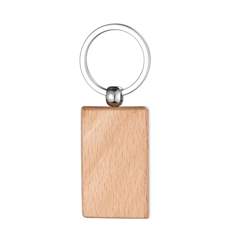 Factory Cheap Custom DIY Gifts Handmade Keychain Wooden Key Tag with Split Ring Key Chain