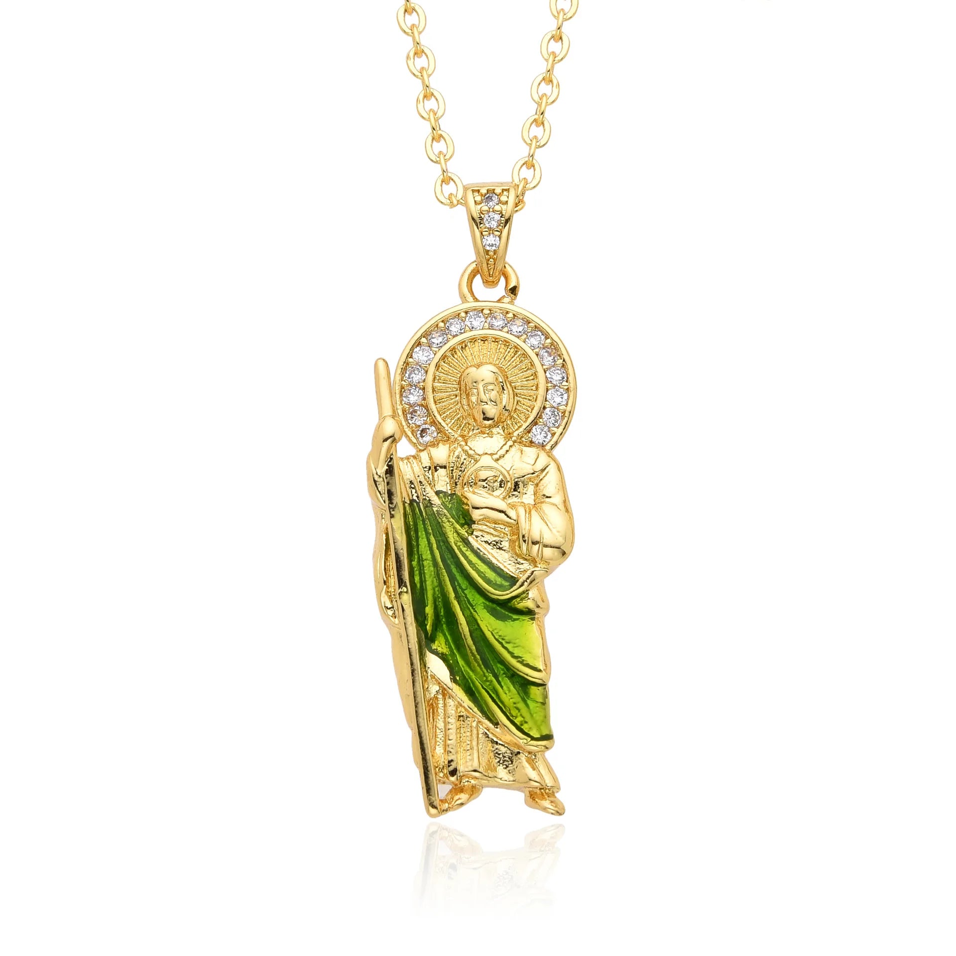 European and American Fashion Color Micro-inlaid Zircon Gold Collarbone Chain Madonna Pendant Collarbone Chain