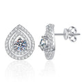 Manufacture Wholesale 0.5Carat Moissanite 925 Sterling Silver Earrings Double Line Pear Shape with Tiny Zircon Waterproof Design MegaBDM